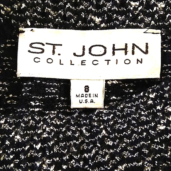 ST JOHN COLLECTION 8 TWEED BOUCLE BLACK WHITE NOVELTY KNIT SKIRT - Picture 3 of 5